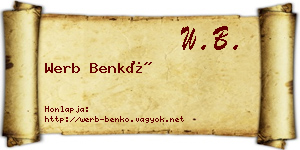 Werb Benkő névjegykártya